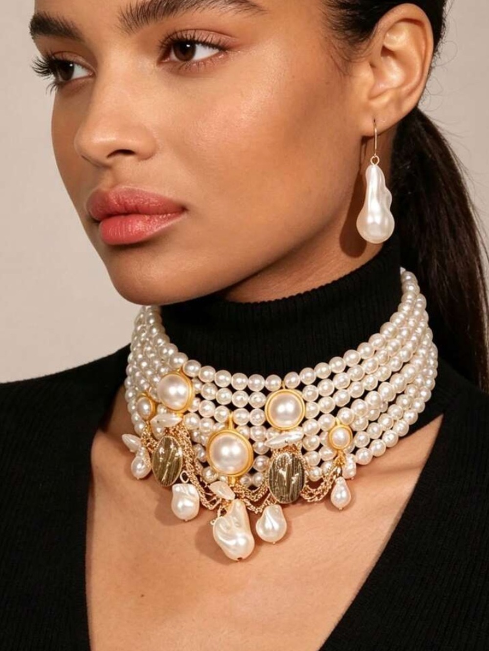 Regal Baroque Pearl Choker Necklace